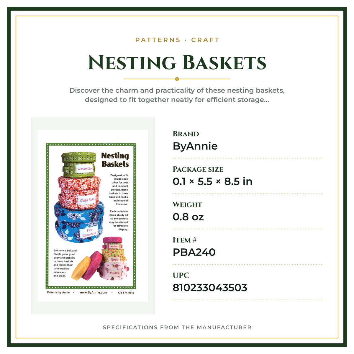 Product Specifications – Nesting Baskets