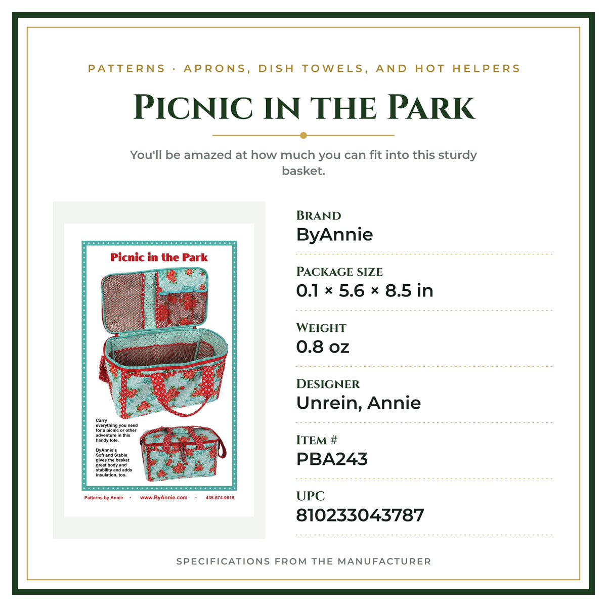 Product Specifications – Picnic in the Park
