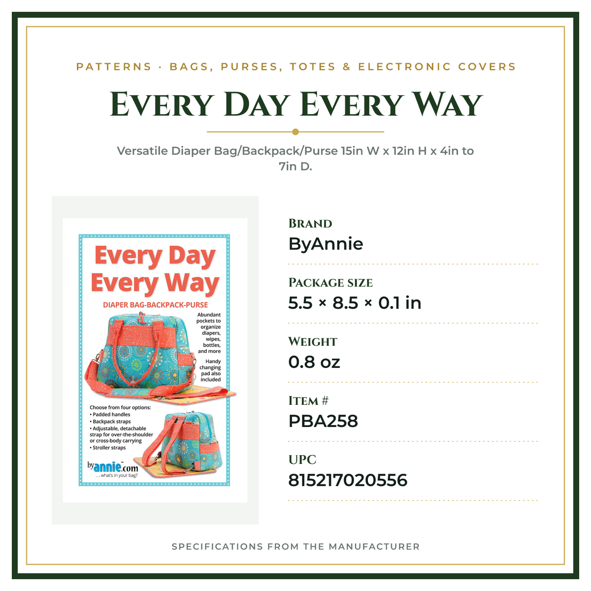 Product Specifications – Every Day Every Way
