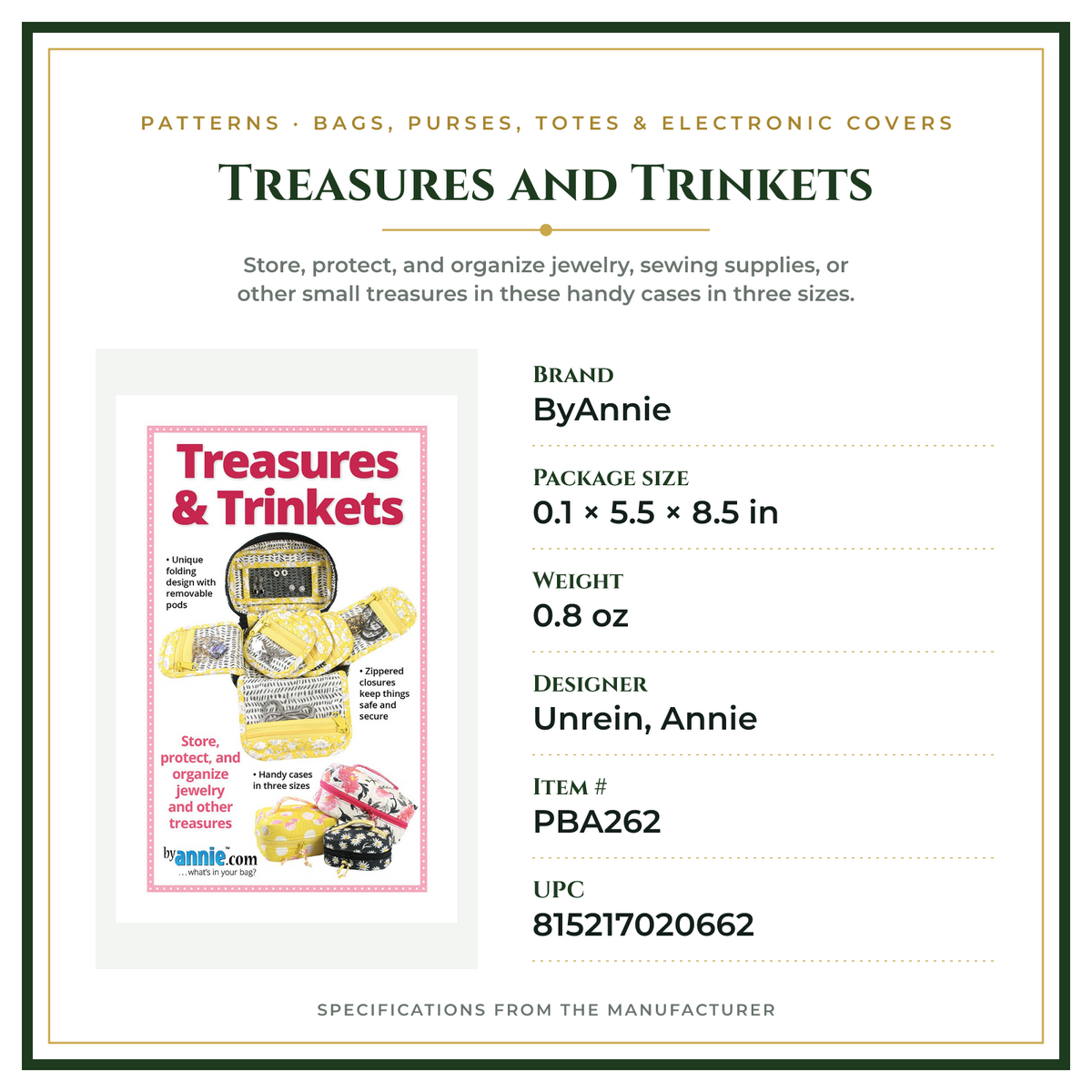 Product Specifications – Treasures and Trinkets