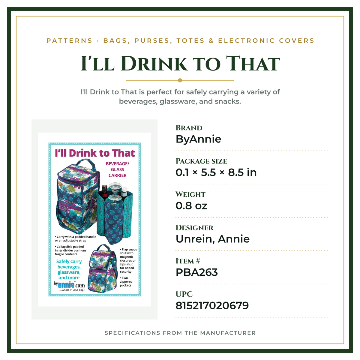 Product Specifications – I'll Drink to That