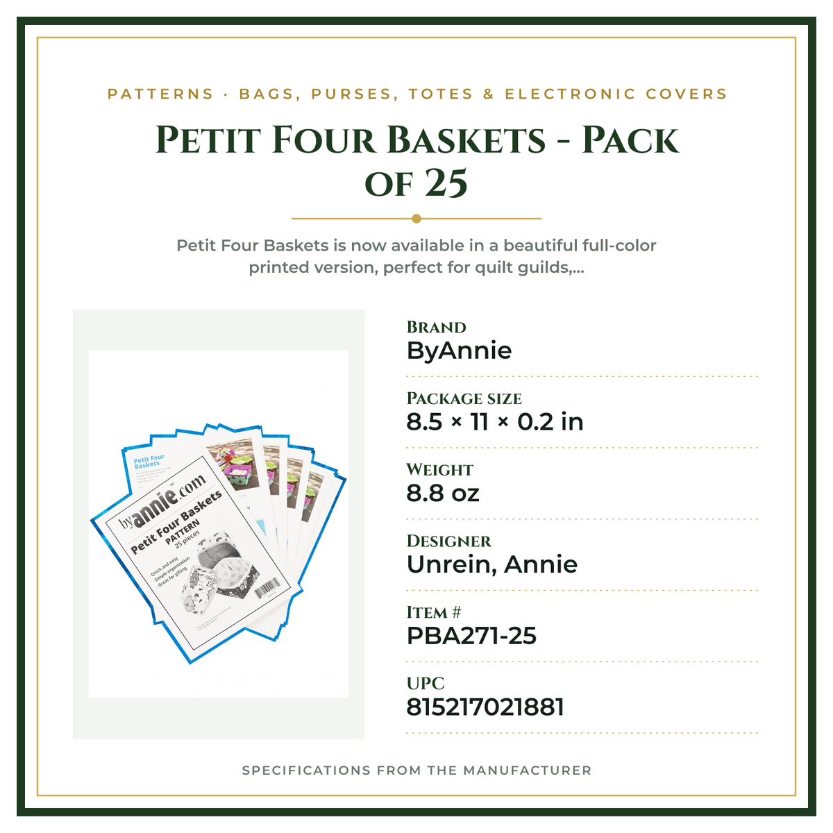 Product Specifications – Petit Four Baskets - Pack of 25