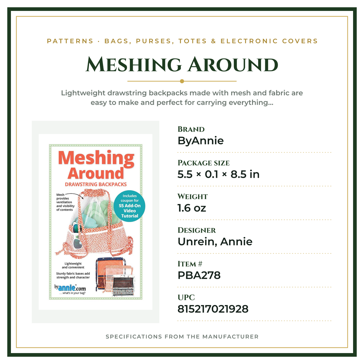 Product Specifications – Meshing Around
