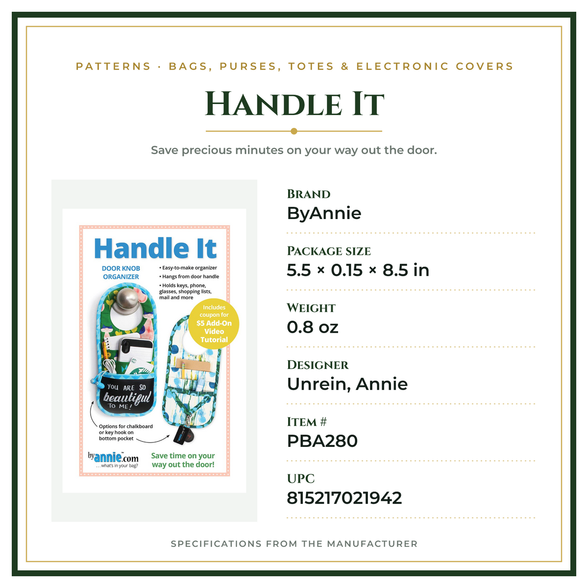 Product Specifications – Handle It