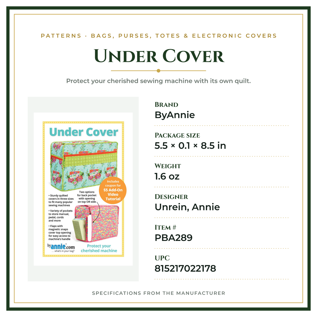 Product Specifications – Under Cover