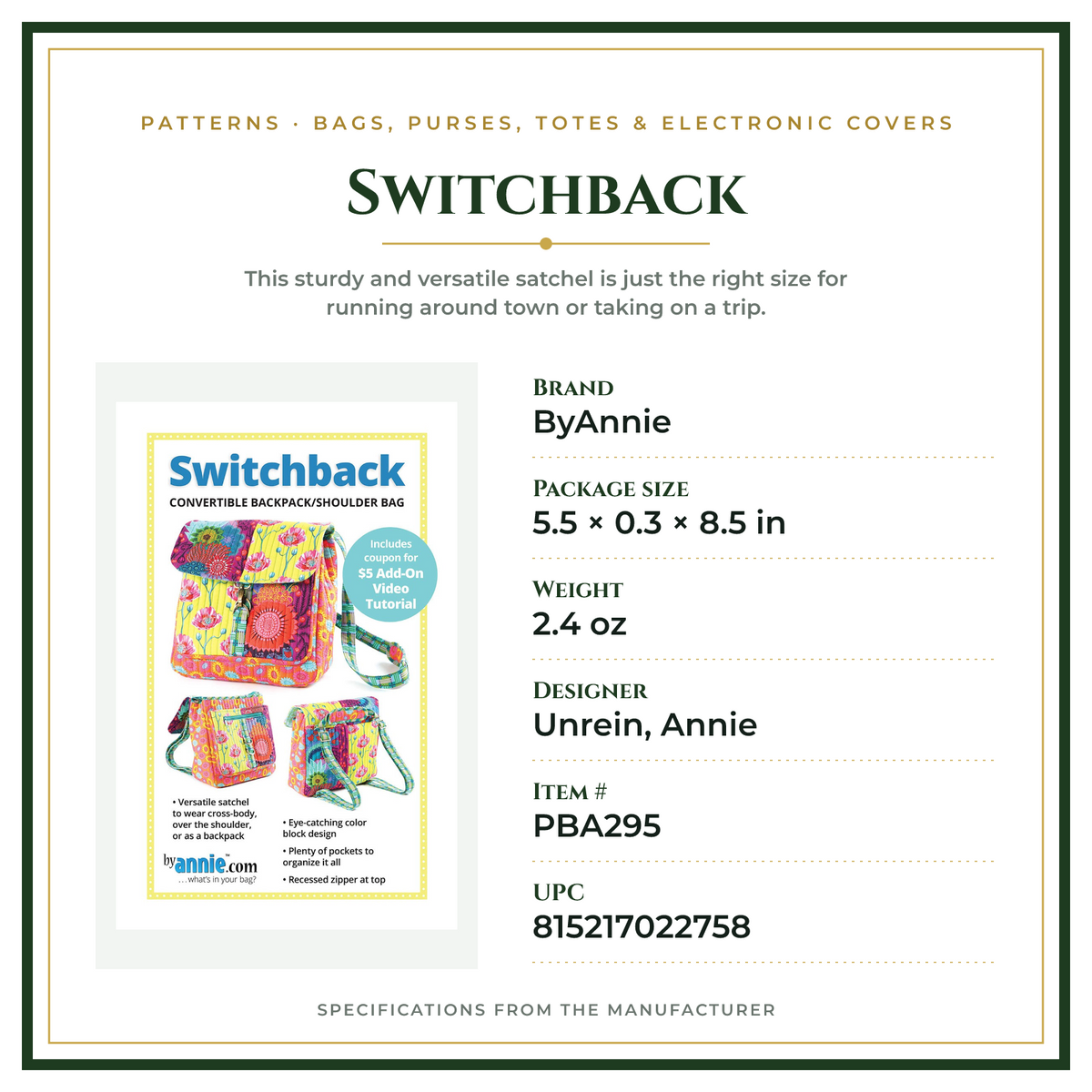 Product Specifications – Switchback