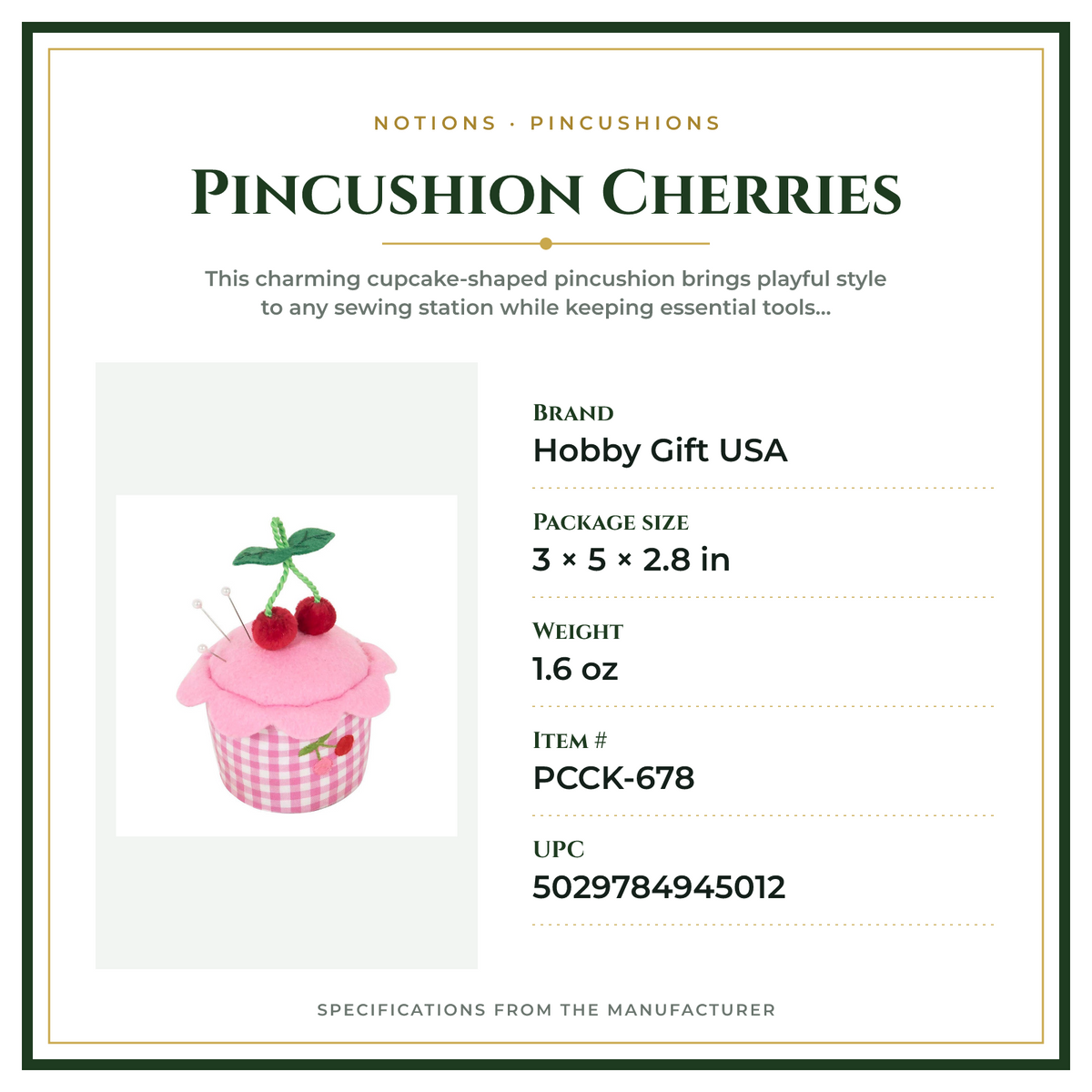 Product Specifications – Pincushion Cherries