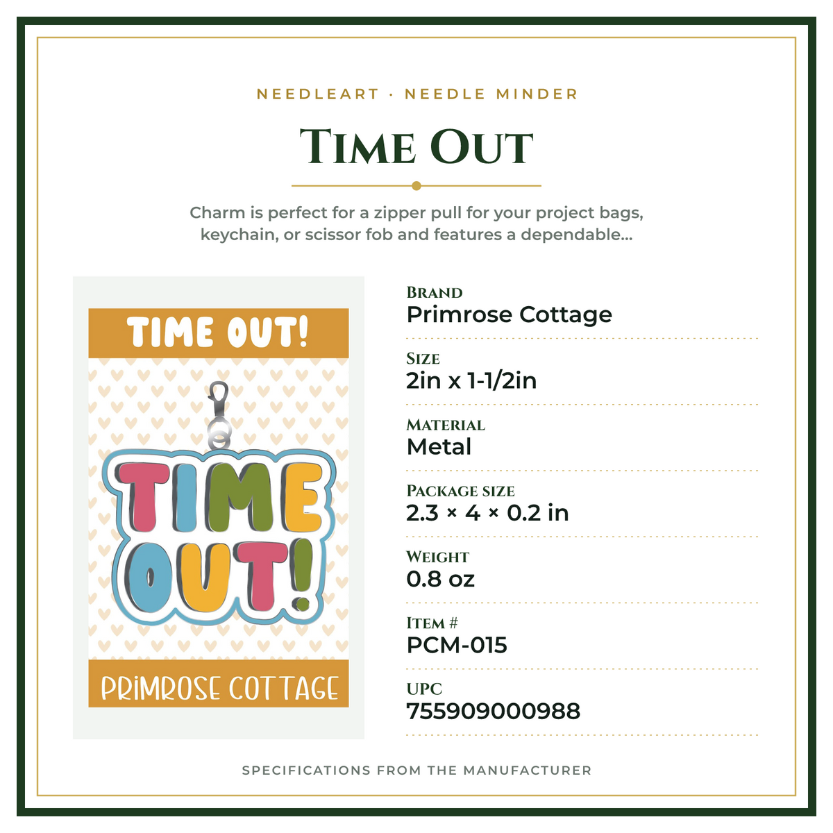 Product Specifications – Time Out