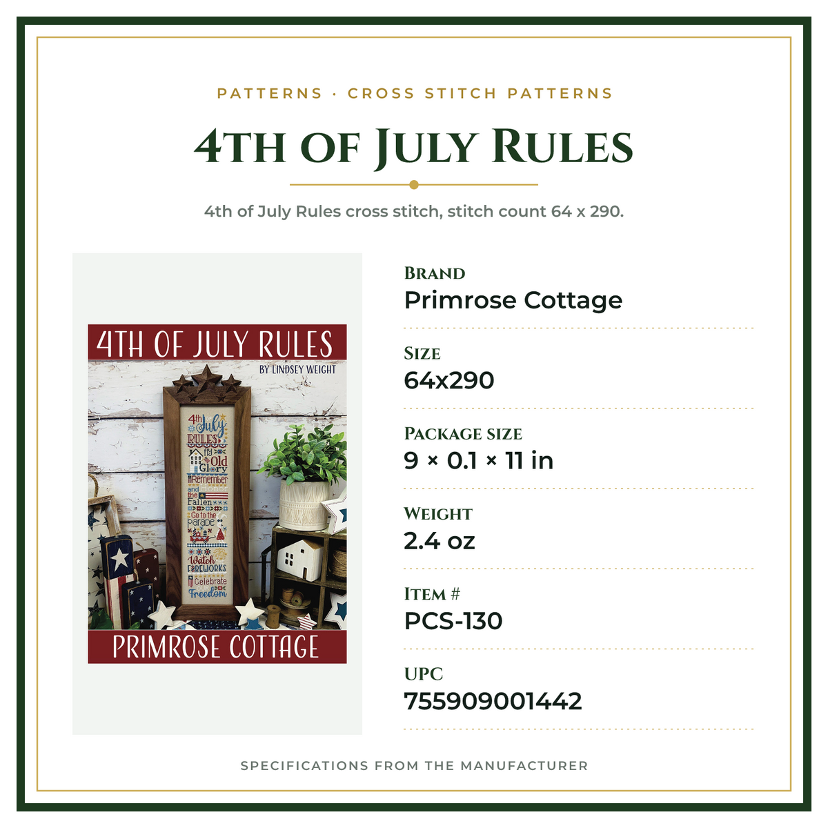 Product Specifications – 4th of July Rules
