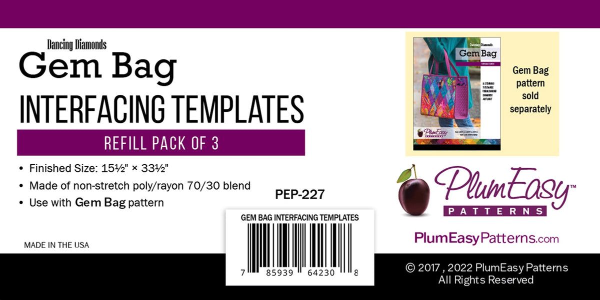 Dancing Diamonds Gem Bag Interfacing Template 3-pack