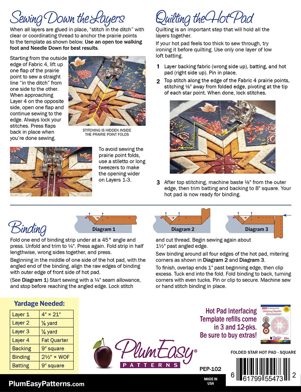 Folded Star Hot Pad - Square