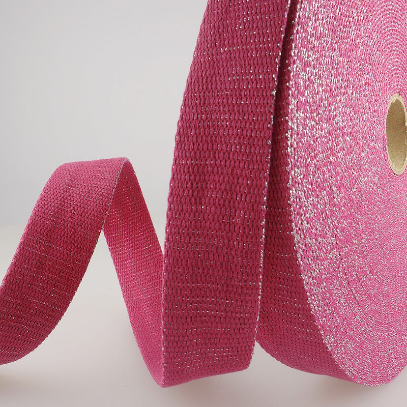 Webbing with Metallic Fuschia & Silver 1-3/16in x 22yds