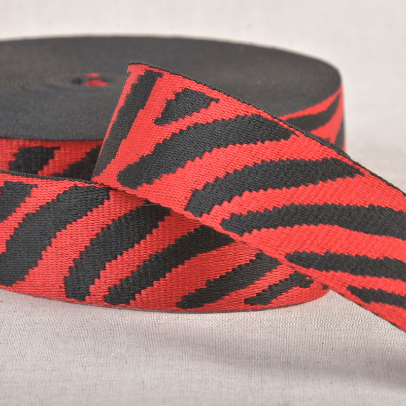 Animal Print Webbing Red & Black 1-1/2in x 16yds