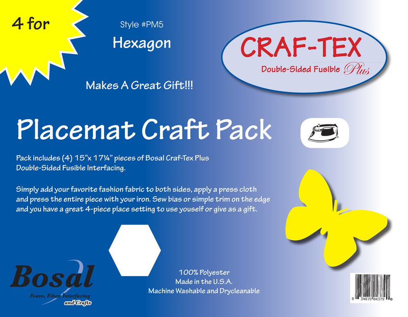 Placemat Craft Pack 15in x 17-1/4in Hexagon 4pk