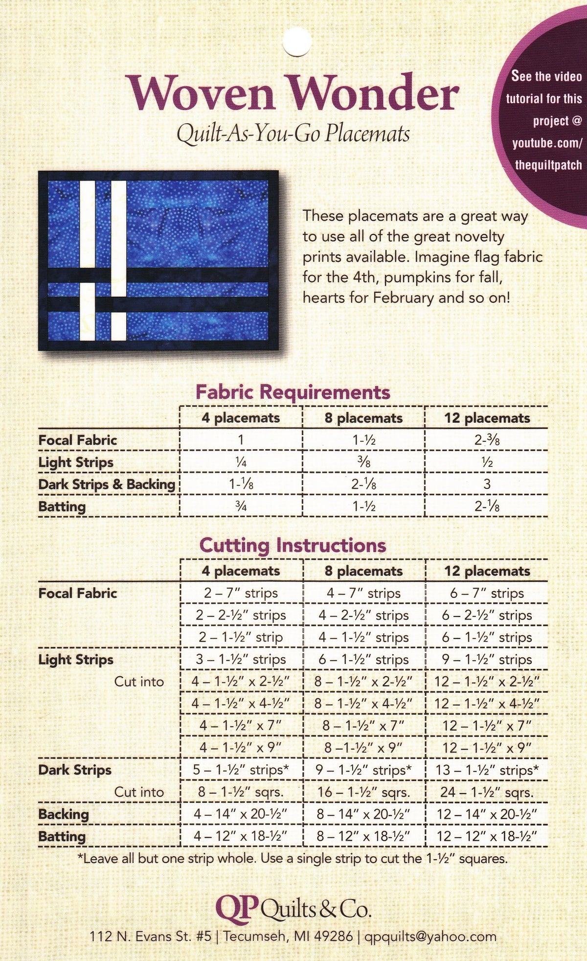 Woven Wonder - Quilt-As-You-Go Placemats