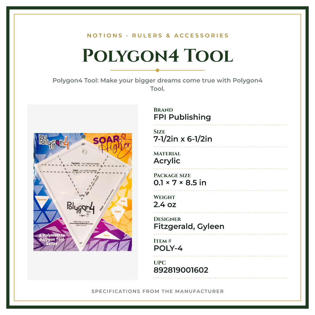Product Specifications – Polygon4 Tool