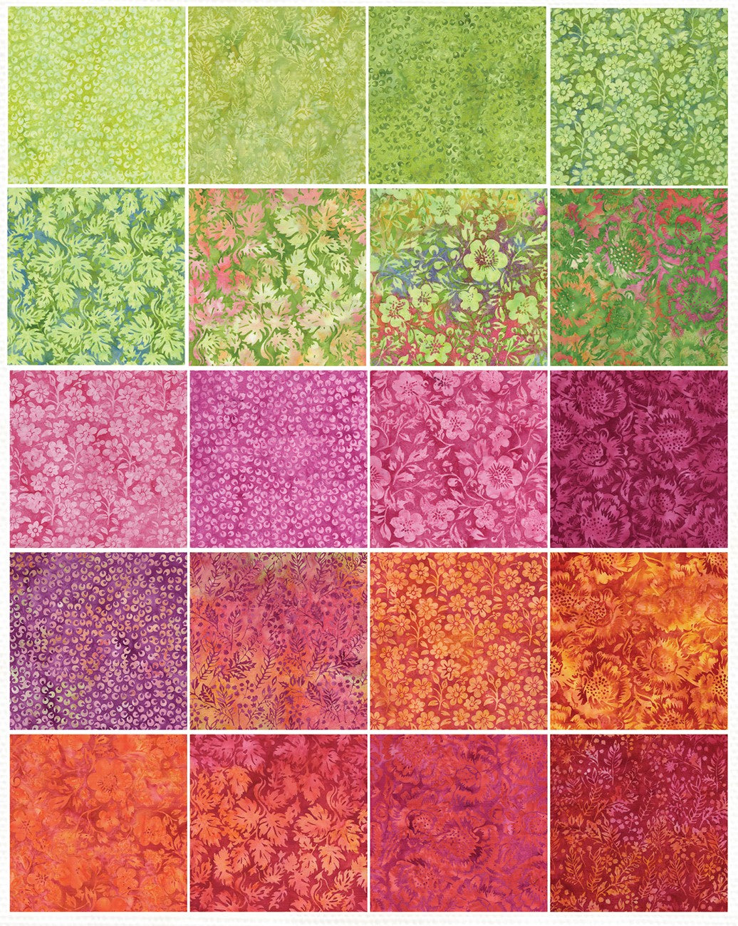 5in Squares Posy Twist 42pcs, 2 Pieces of Each Print