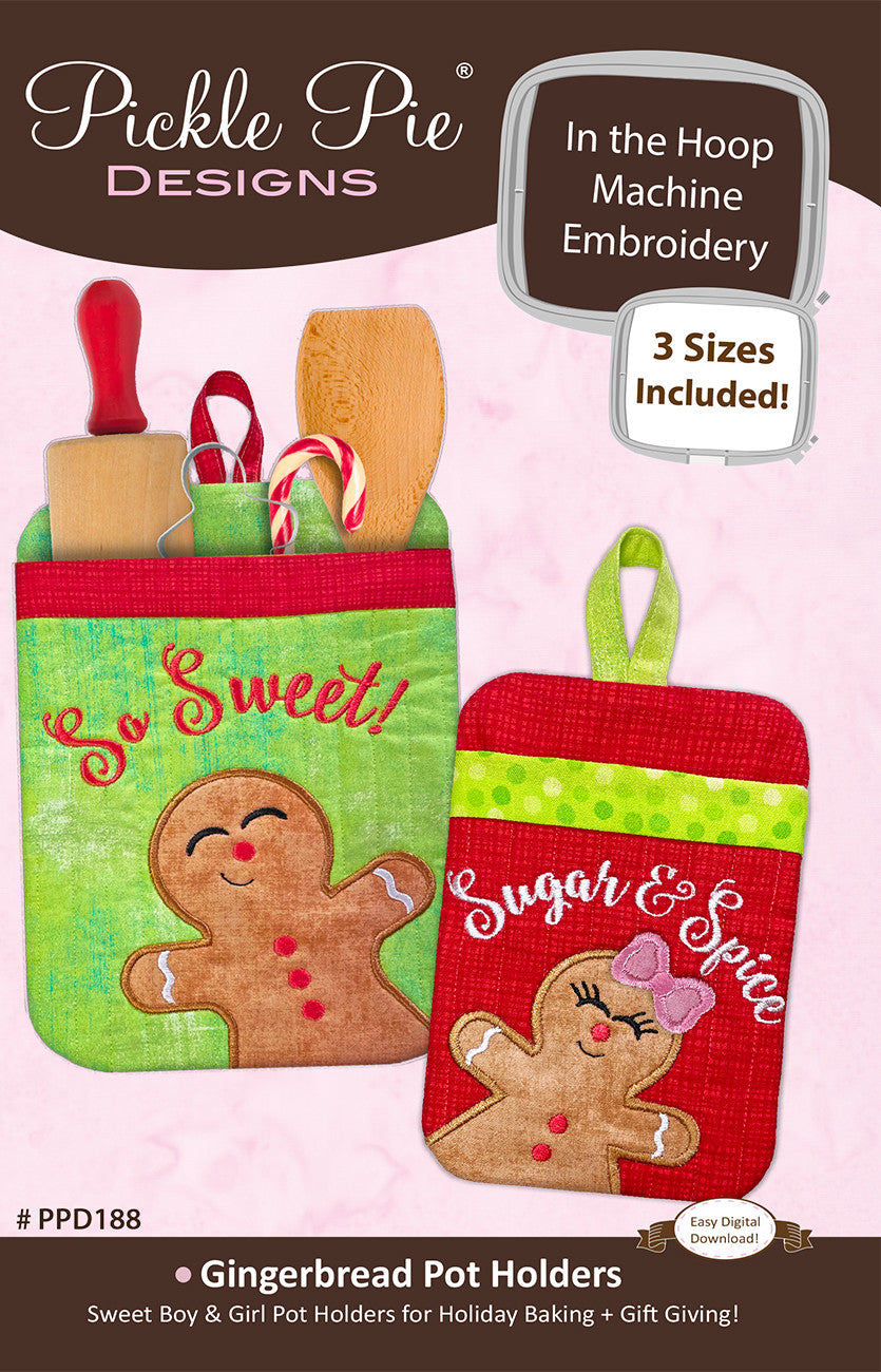 Gingerbread Pot Holders In the Hoop Machine Embroidery