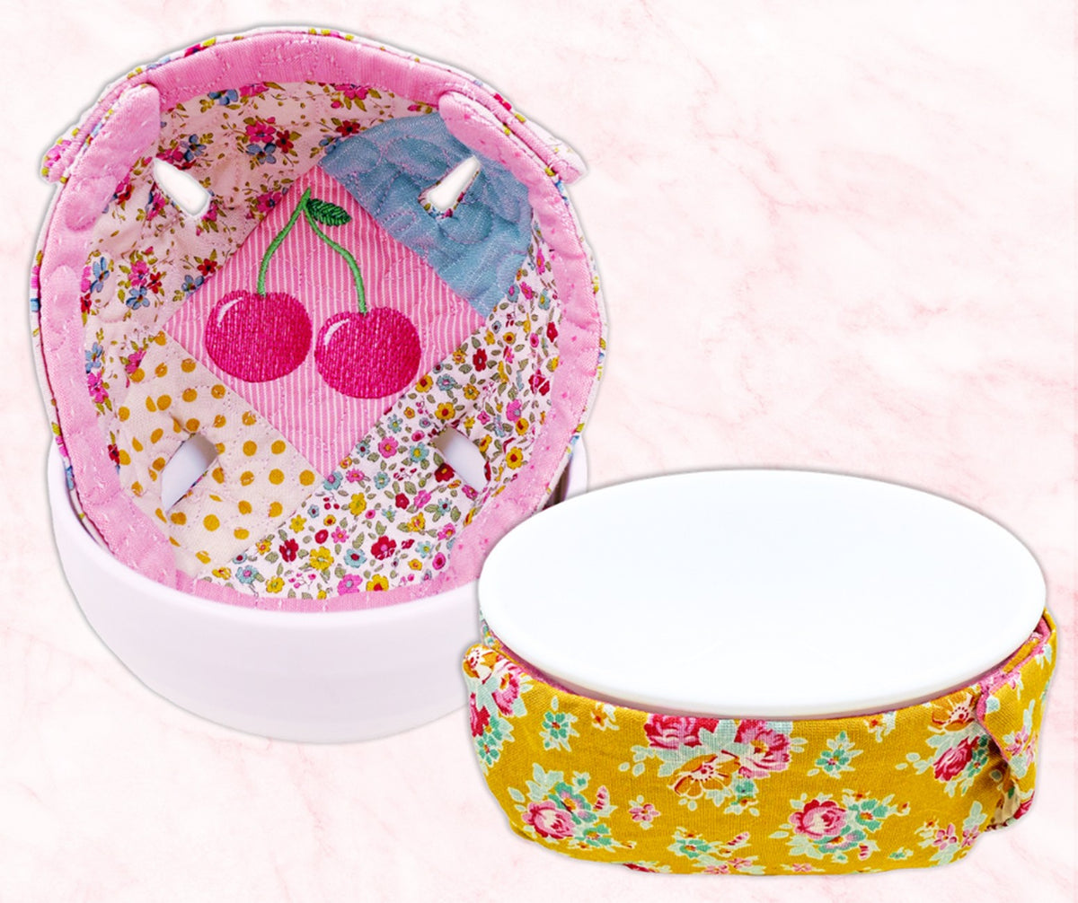 Microwave Quilted Bowl Cozies In the Hoop Machine Embroidery Design Set