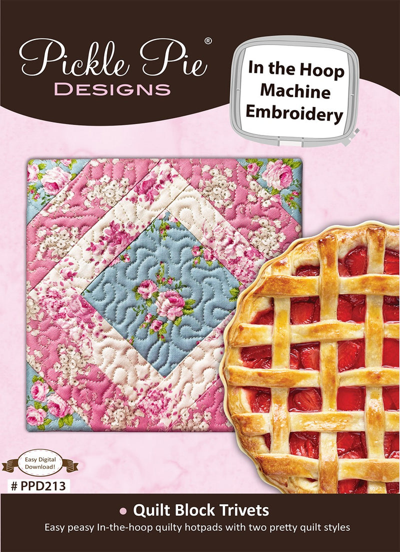 Quilt Block Trivets In-the-Hoop Machine Embroidery Design Set