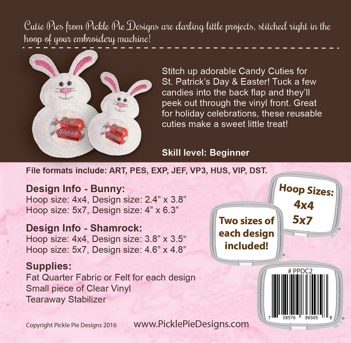 Shamrock & Bunny Candy Cuties Embroidery Design