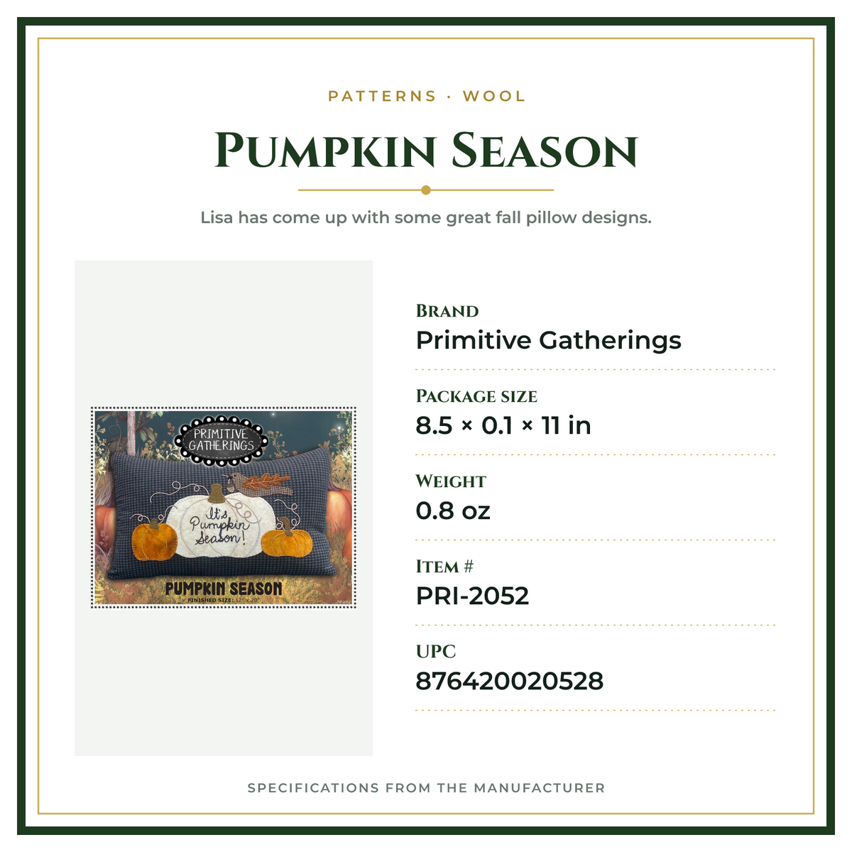 Product Specifications – Pumpkin Season