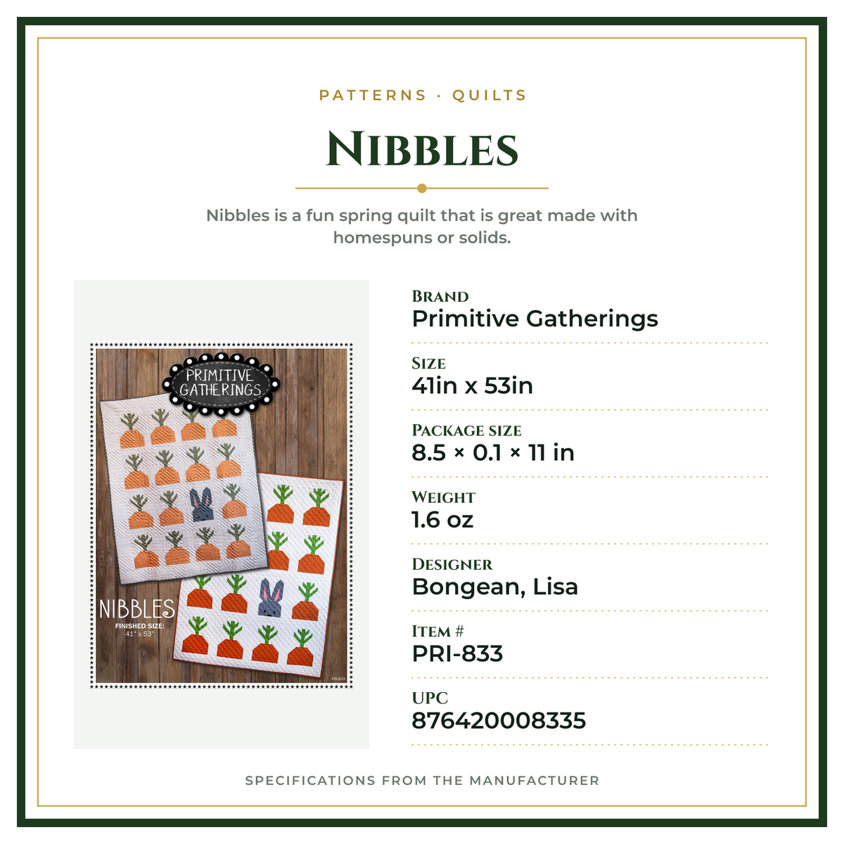 Product Specifications – Nibbles