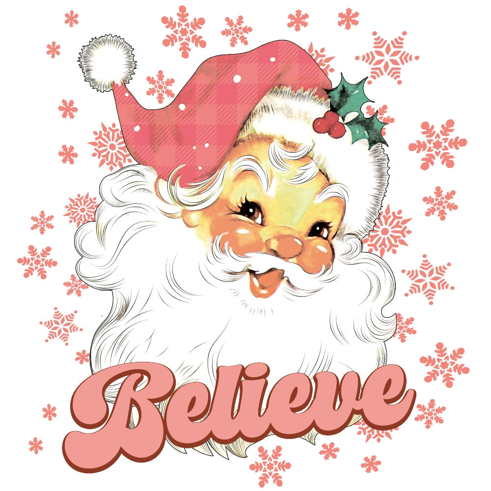 Pink Santa Claus Believe Fabric Panel