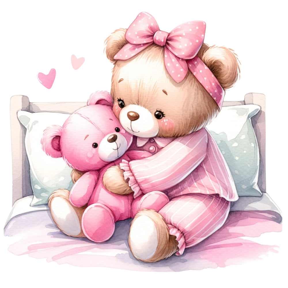 Pink Teddy Bears Fabric Panel 3