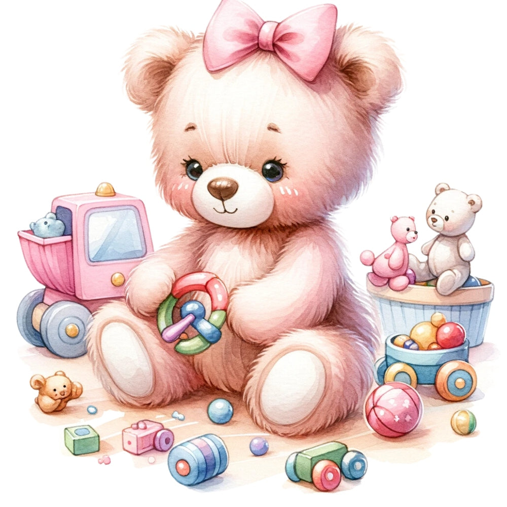Pink Teddy Bears Fabric Panel 4