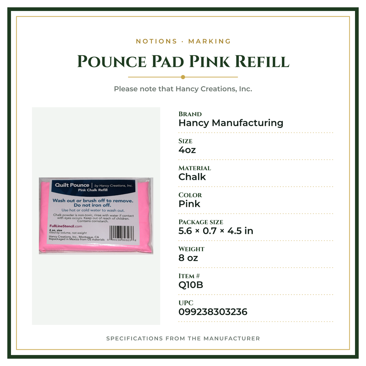 Product Specifications – Pounce Pad Pink Refill