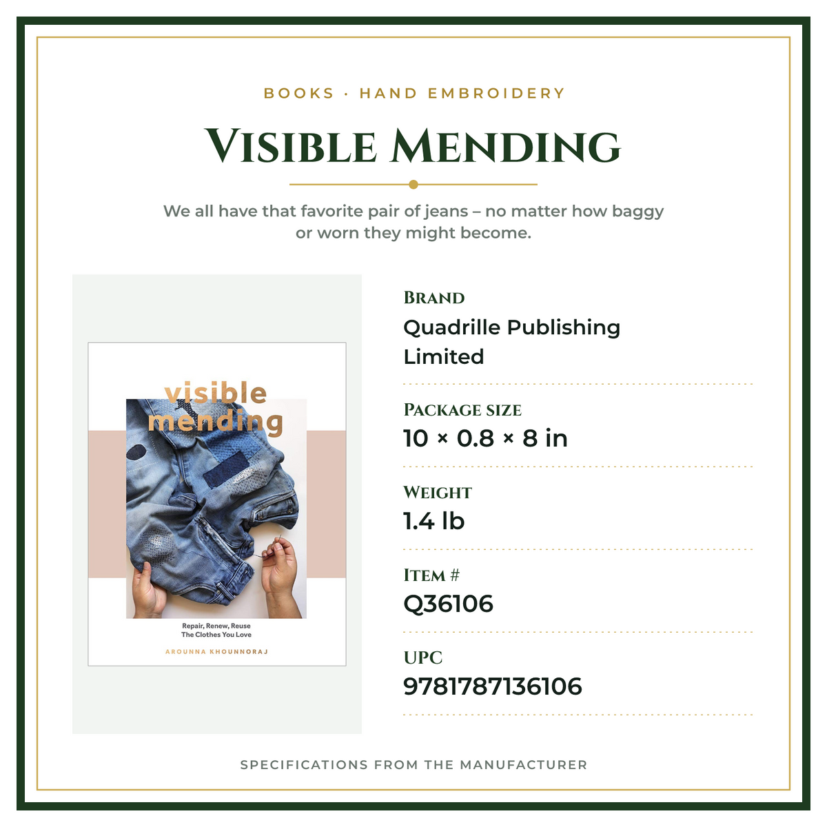 Product Specifications – Visible Mending