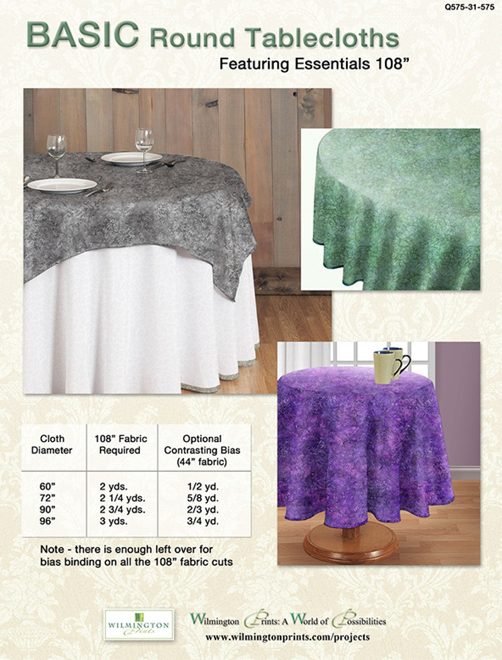 Basic Round Tablecloths, Free Download below, will NOT SHIP.