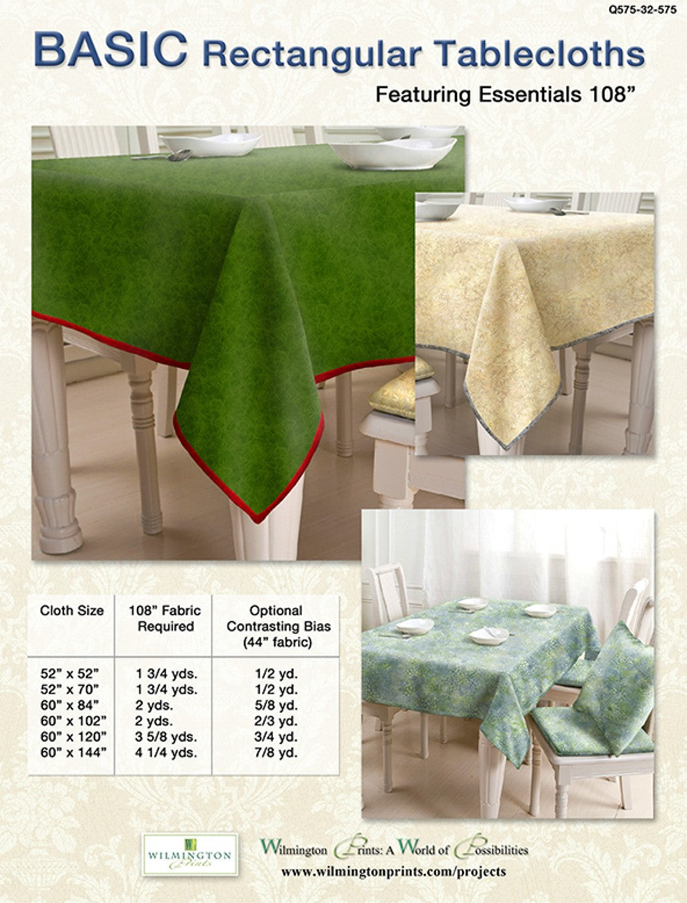 Basic Rectangler Tablecloths, Free Download below, will NOT SHIP.