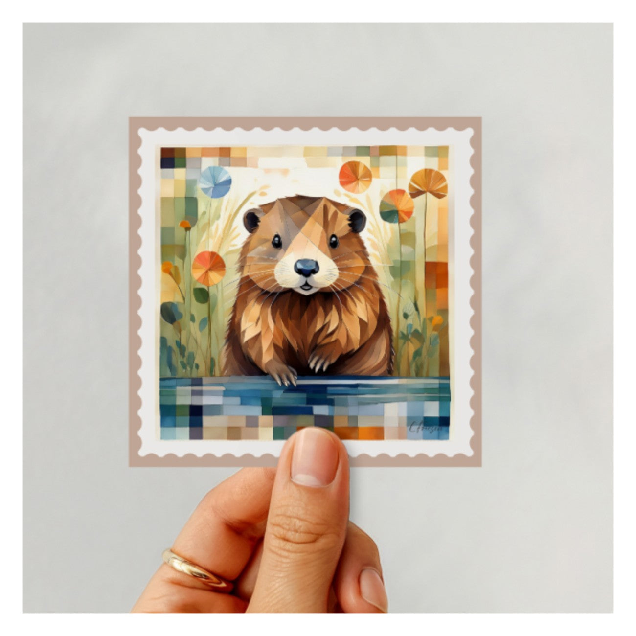Beaver Stamp Sticker 6pk