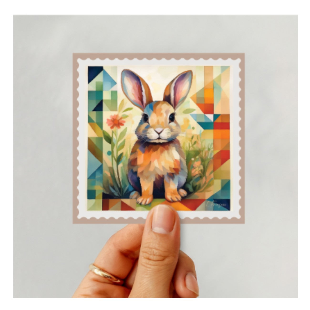 Bunny Stamp Sticker 6pk