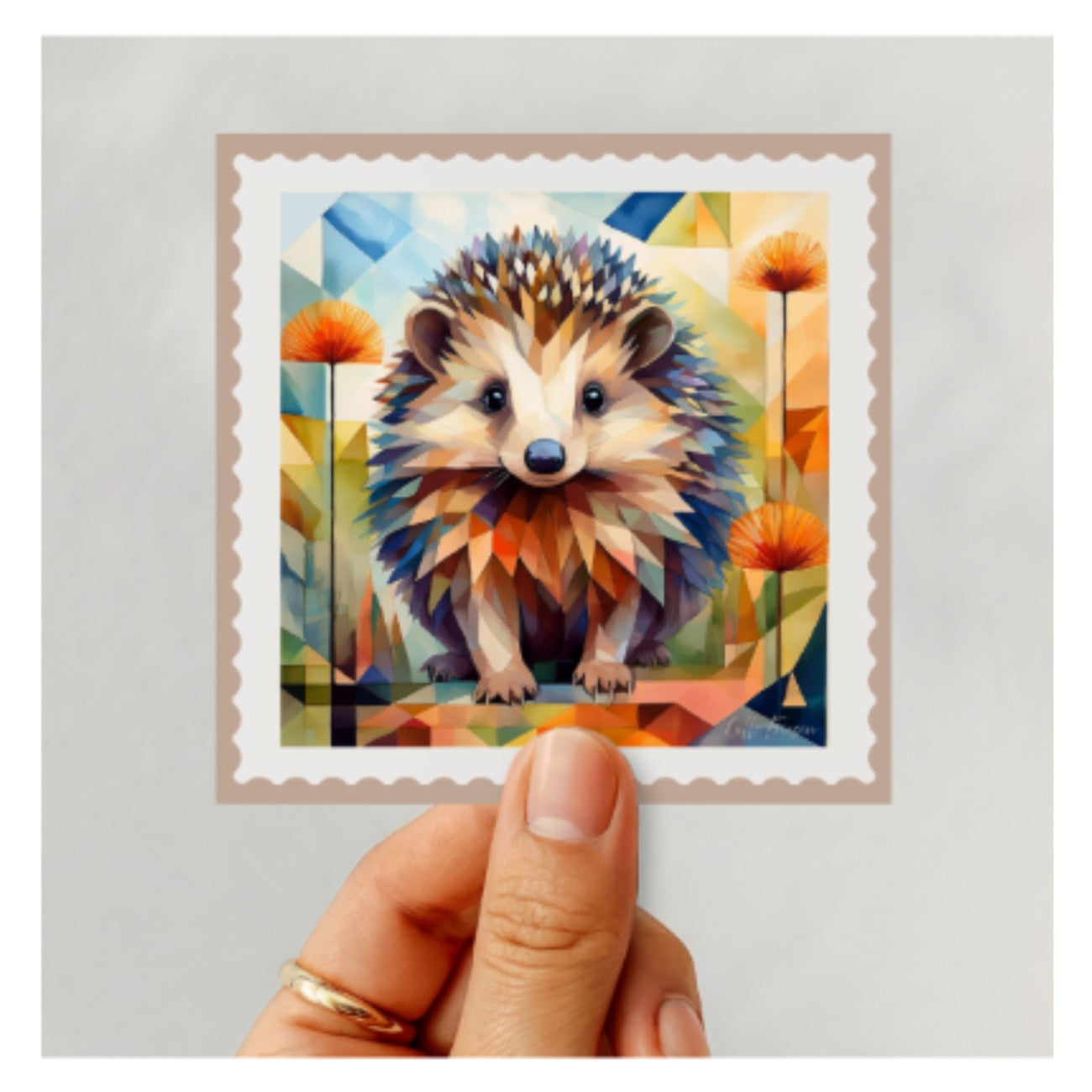 Hedgehog Stamp Sticker 6pk