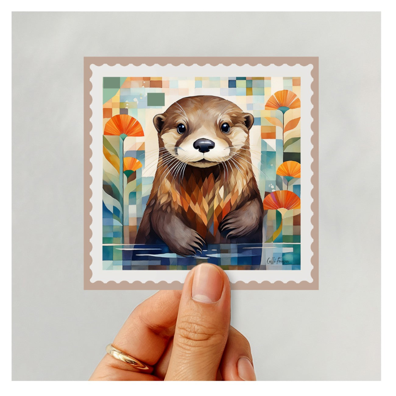 Otter Stamp Sticker 6pk