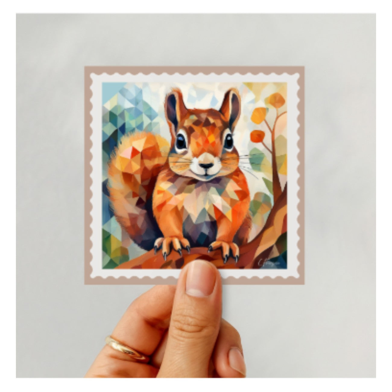 Squirrel Stamp Sticker 6pk