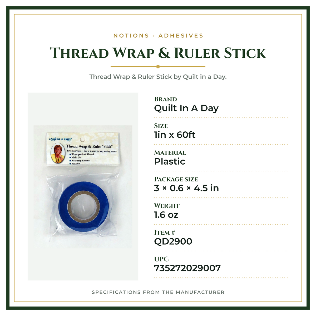 Product Specifications – Thread Wrap & Ruler Stick