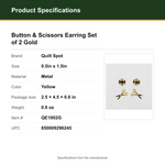 Product Specifications – Button & Scissors Earring Set of 2 Gold