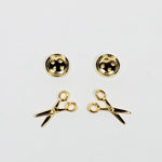 Button & Scissors Earring Set of 2 Gold
