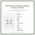 Product Specifications – Button & Scissors Earring Set of 2 Silver