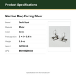 Product Specifications – Machine Drop Earring Silver