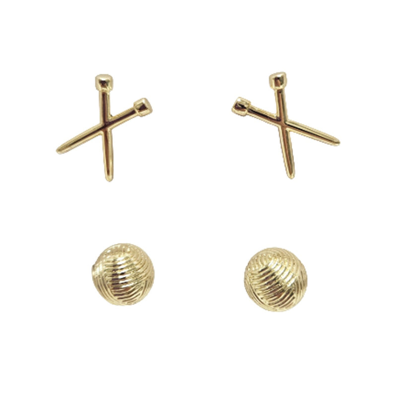 Yarn & Knit Earring Set of 2 Gold