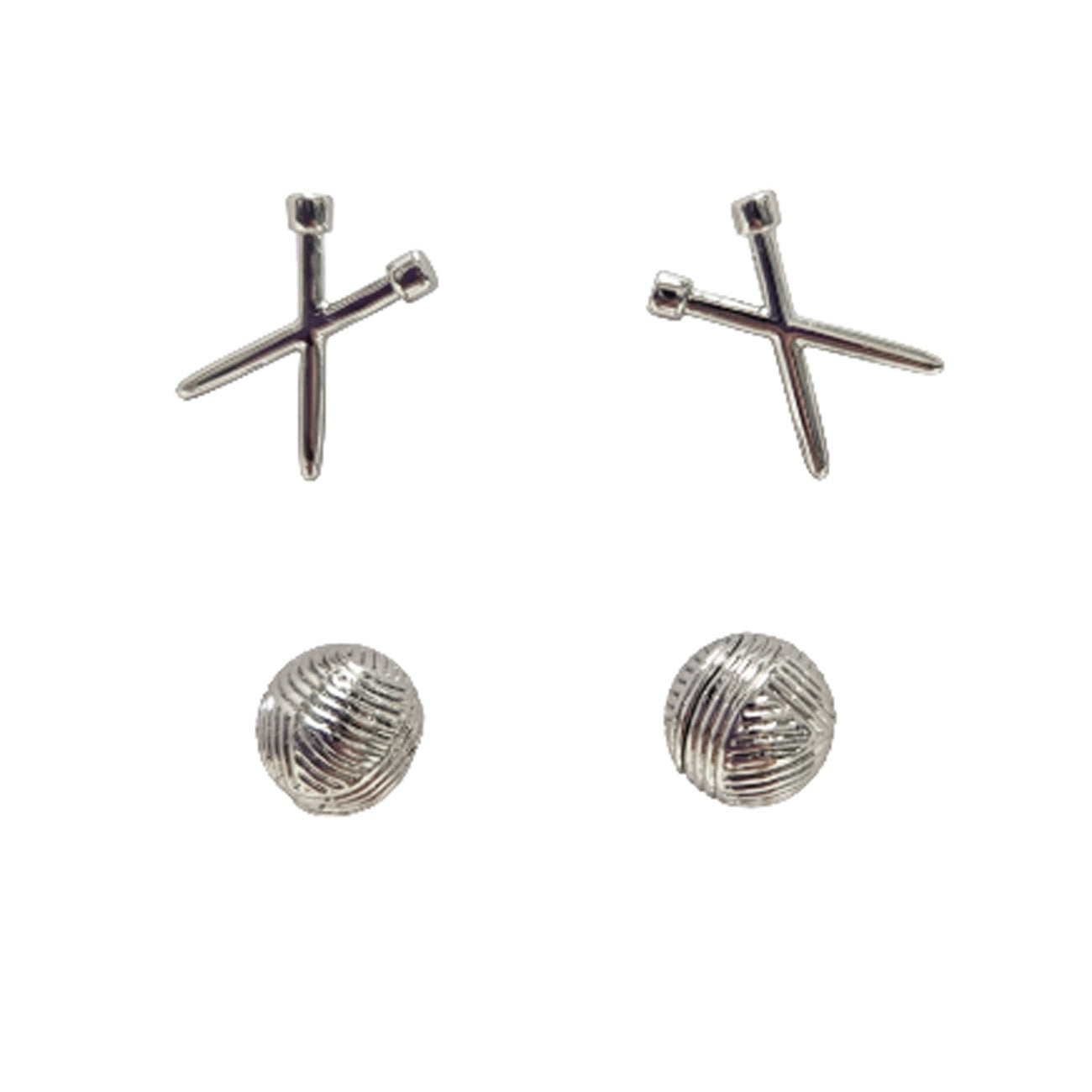 Yarn & Knit Earring Set of 2 Silver