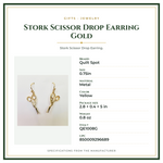 Product Specifications – Stork Scissor Drop Earring Gold