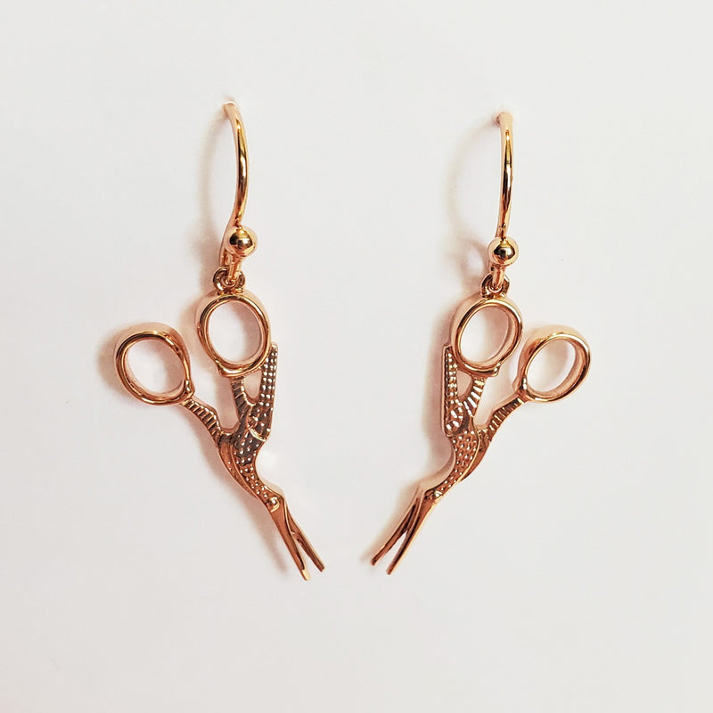 Stork Scissor Drop Earring Rose Gold