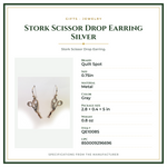 Product Specifications – Stork Scissor Drop Earring Silver