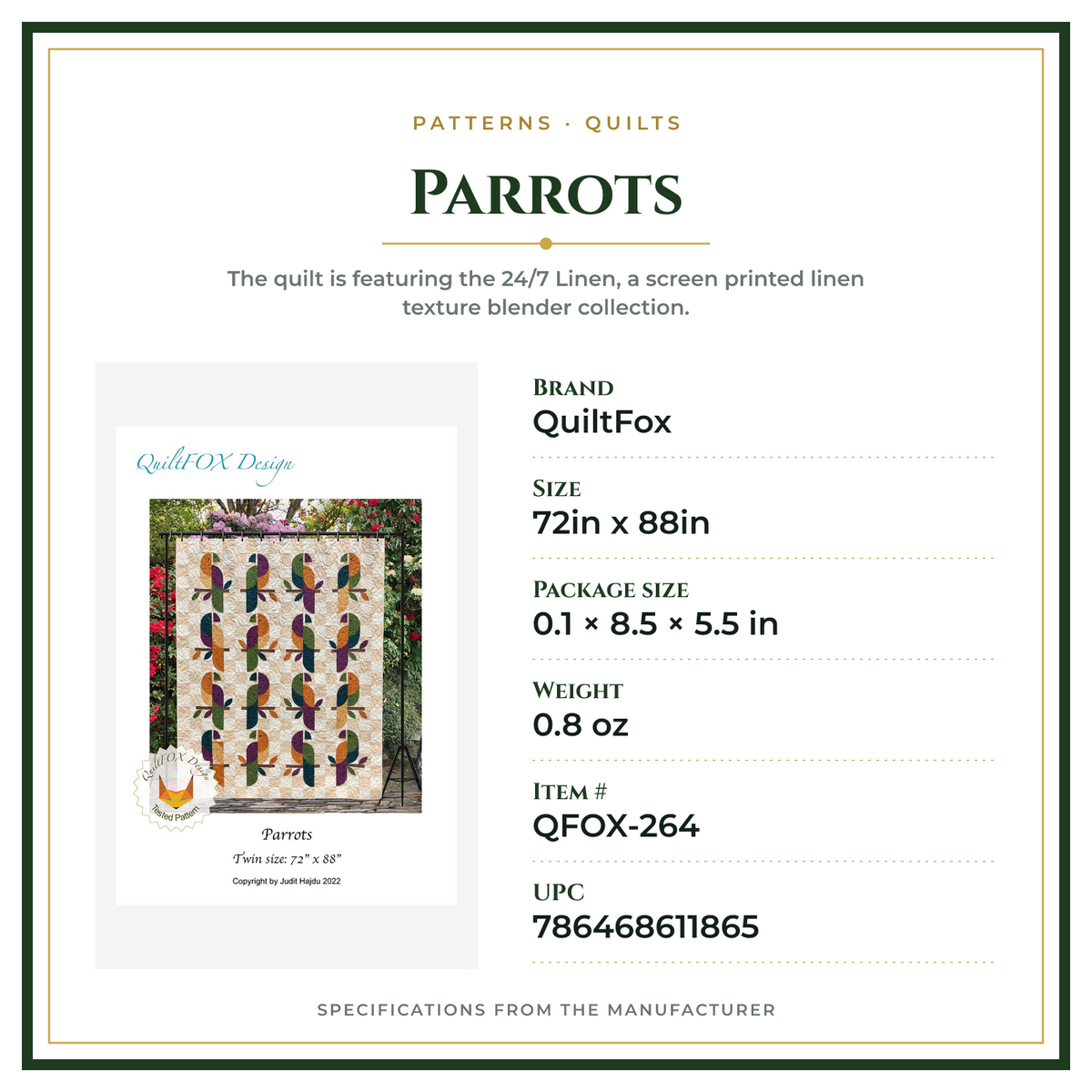 Product Specifications – Parrots